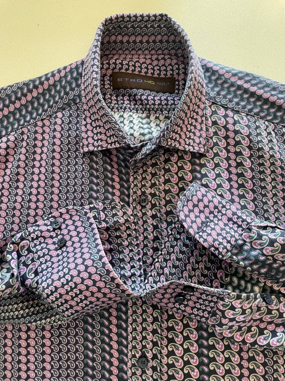 Etro - all cotton paisley pattern dress shirt Size 40